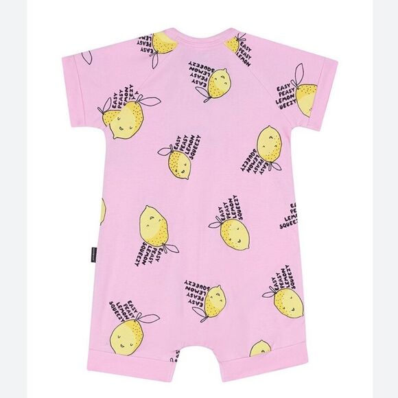Wondersuit Other - Wondersuit Zip Romper Short Slv Easy Peasy Lemon Squeezy Pink/Yellow 12-18M Nwt